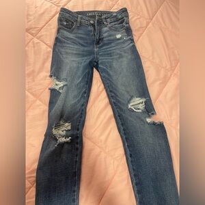 American Eagle Outfitters Ripped Blue Boyfriend Jeans